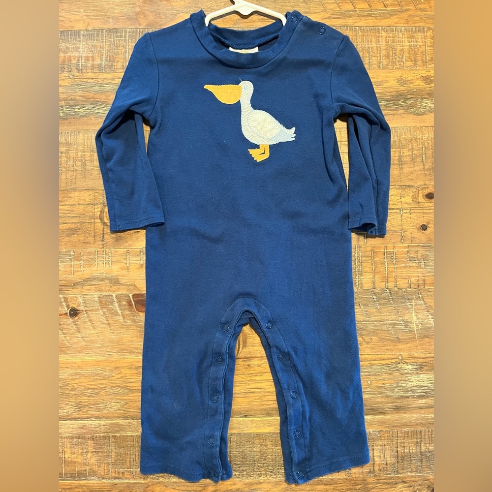 Navy pelican Appliqué Kids romper